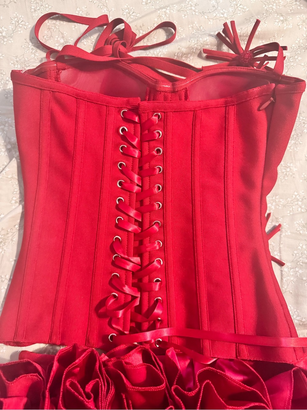 Red Ruffled  Mini Dress - Picture 10 of 11